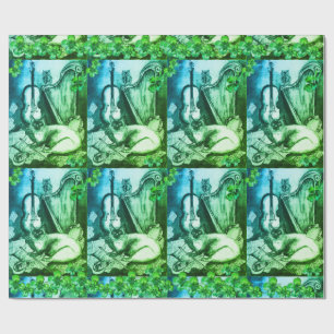 Papel De Presente Trevos e música do fazer do gato do dia de St