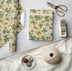 Papel De Presente Trevos Verdes Delicados Sem Costura
