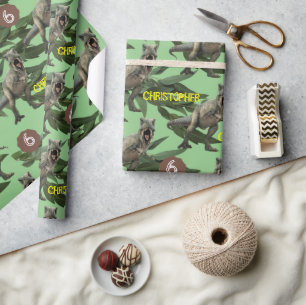 Papel De Presente Trex Aniversário de criança do Partido Dinossauro