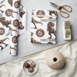 Papel De Presente Trex Aniversário de criança do Partido Dinossauro