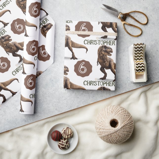 Papel De Presente Trex Aniversário de criança do Partido Dinossauro (Artesanato)