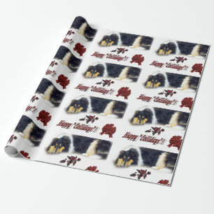 Papel De Presente Tri Natal do Collie da cor