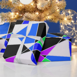 Papel De Presente Triângulo abstrato azul roxo branco