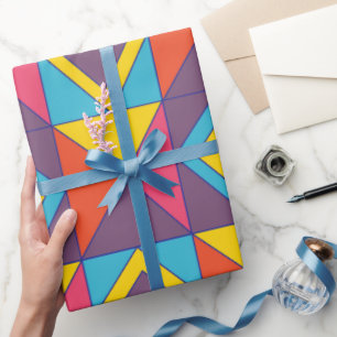 Papel De Presente Triângulo de Diamante Colorido Geométrico 
