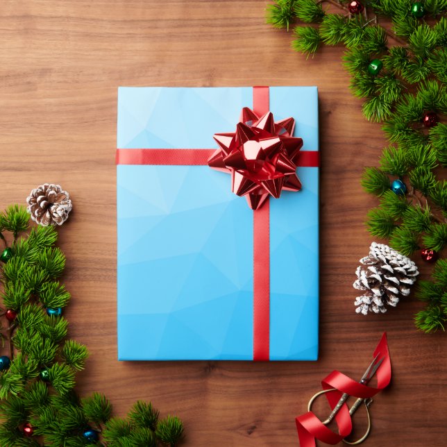 Papel De Presente Triângulo do padrão geométrico do gradiente ciano  (Presente de Natal)