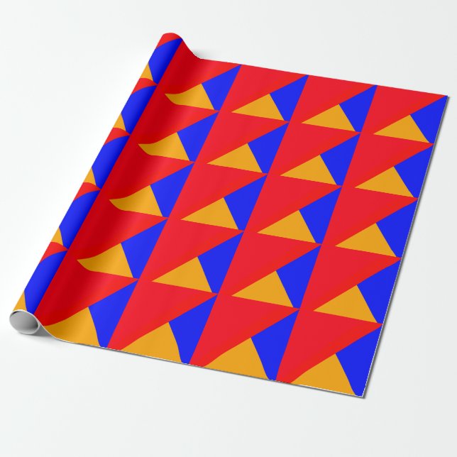 Papel De Presente triângulo geométrico abstrato vermelho azul amarel (Desenrolado)
