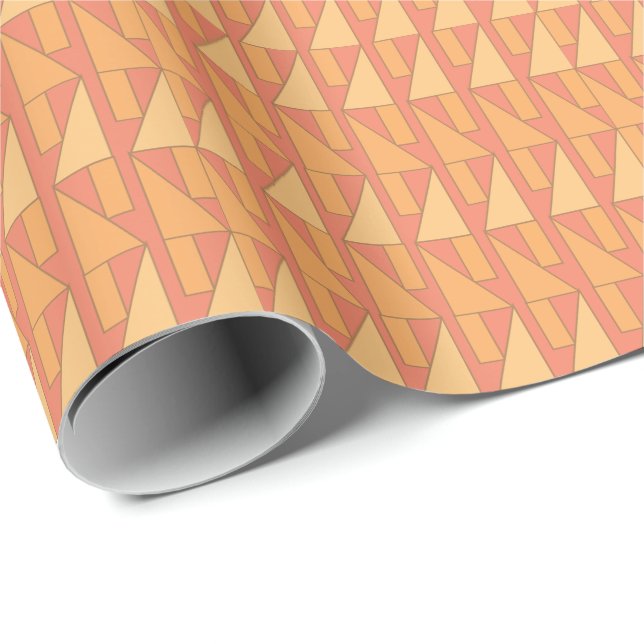 Papel De Presente Triângulo Geométrico de Pêssego (Ponta do rolo)