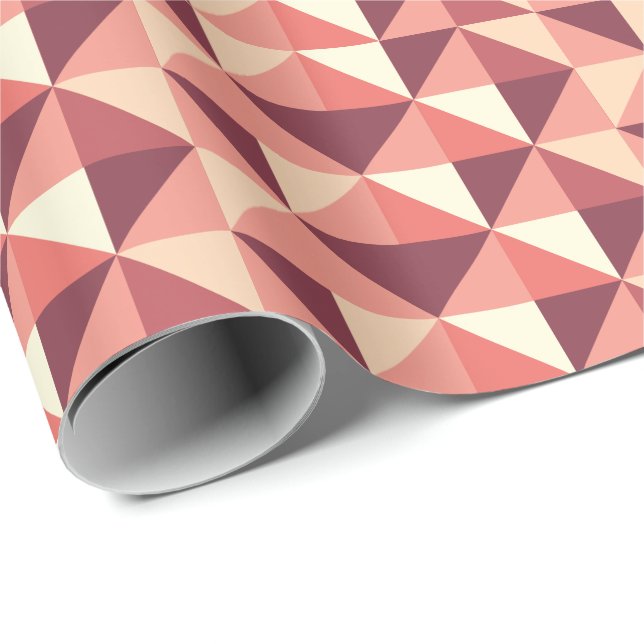 Papel De Presente Triângulo Geométrico Rosa Rosa Bege Roxo  (Ponta do rolo)