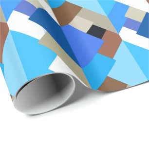 Papel De Presente Triângulos Abstrato modernos, azul cobalto e casta