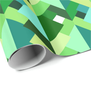Papel De Presente Triângulos Abstrato modernos, Emerald Green e Aqu