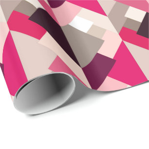 Papel De Presente Triângulos abstratos modernos, cor-de-rosa fúcsi