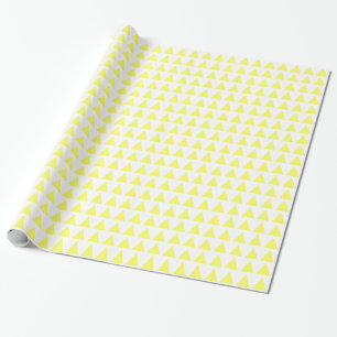 Papel De Presente Triângulos - Amarelo claro em branco