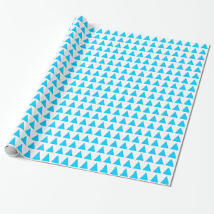 Papel De Presente Triângulos - Azul-Céu em Branco