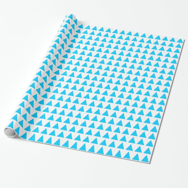 Papel De Presente Triângulos - Azul-Céu em Branco (Desenrolado)