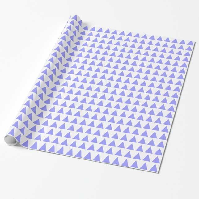 Papel De Presente Triângulos - Azul Pastel em Branco (Desenrolado)