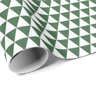 Papel De Presente Triângulos Brancos e Verde Caçador