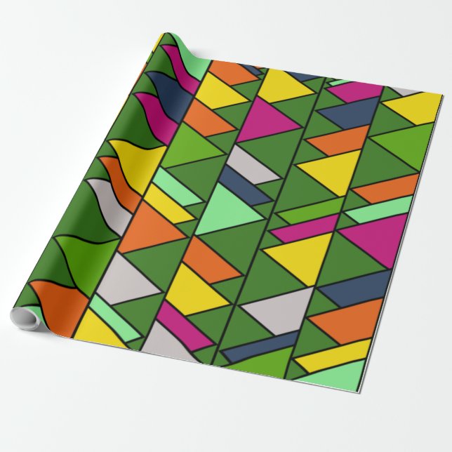 Papel De Presente Triângulos de Flores (Desenrolado)