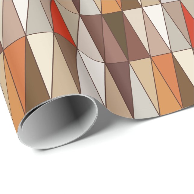 Papel De Presente Triângulos geométricos modernos, bege, Brown, (Ponta do rolo)