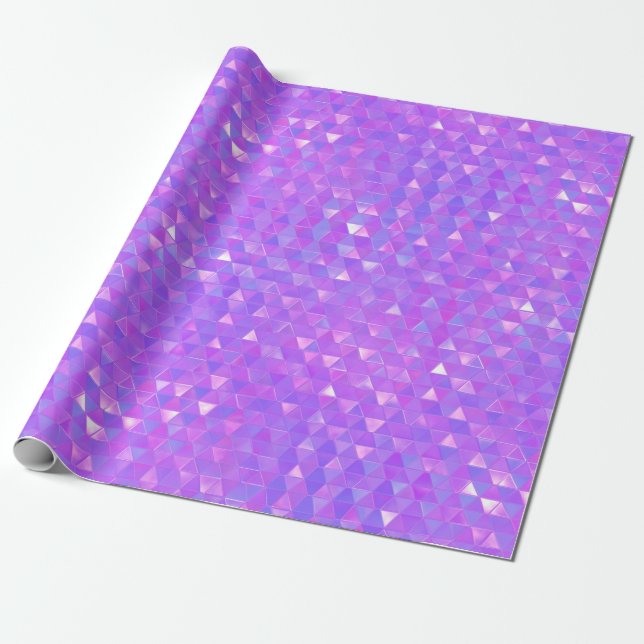 Papel De Presente Triângulos Geométricos Tendência Rosa Roxo Festa (Desenrolado)