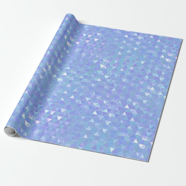 Papel De Presente Triângulos Geométricos Tendência Violeta Azul Fest (Desenrolado)