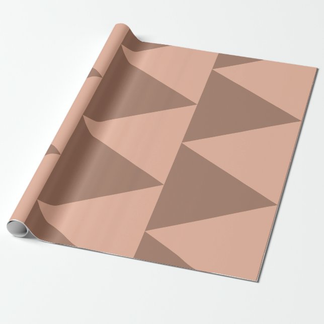 Papel De Presente Triângulos Grandes Geométricos Mousse Mocha Rosa E (Desenrolado)