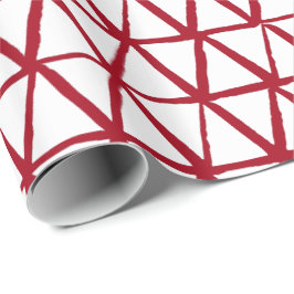 Papel De Presente Triângulos Pintados À Mão, Branco E Vermelho, Nata