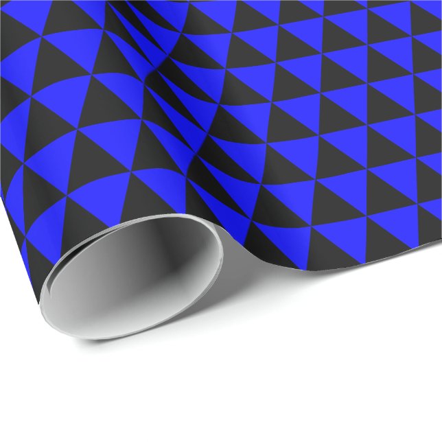 Papel De Presente Triângulos Preto e Azul (Ponta do rolo)