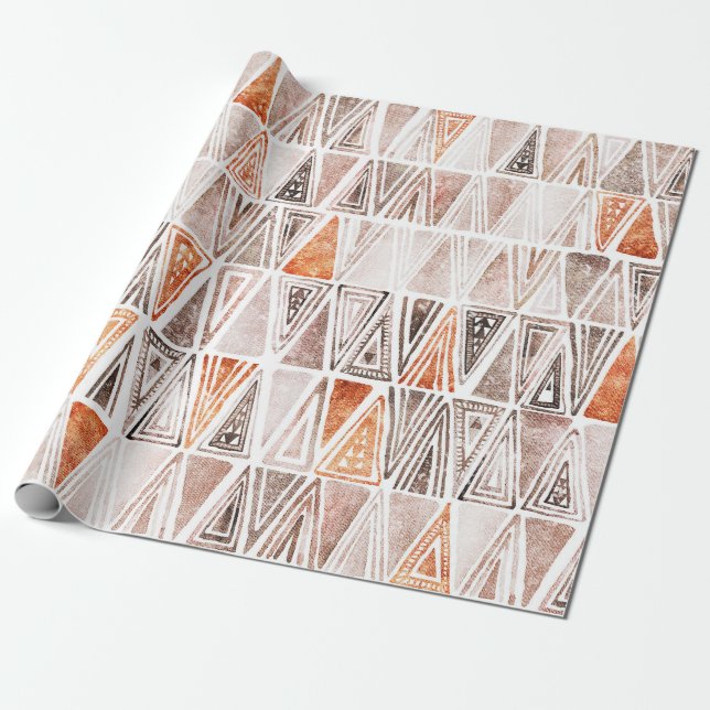Papel De Presente Triângulos Tribais do Pastel Terracotta (Desenrolado)