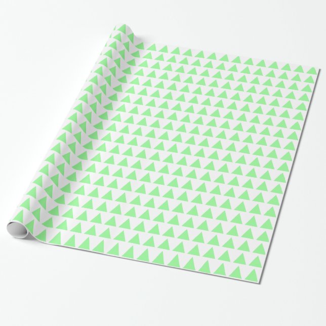 Papel De Presente Triângulos - Verde mint em branco (Desenrolado)
