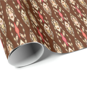 Papel De Presente Tribal Batik - Brown, Tan e Coral