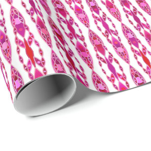 Papel De Presente Tribal Batik - Burqundy e Fuchsia Rosa