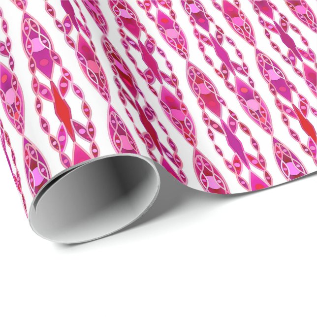 Papel De Presente Tribal Batik - Burqundy e Fuchsia Rosa (Ponta do rolo)