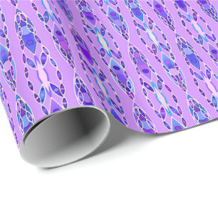 Papel De Presente Tribal Batik - Lavanda, Azul e Violeta