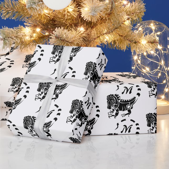 Papel De Presente Tribal Iguana Monograma (Feriados)