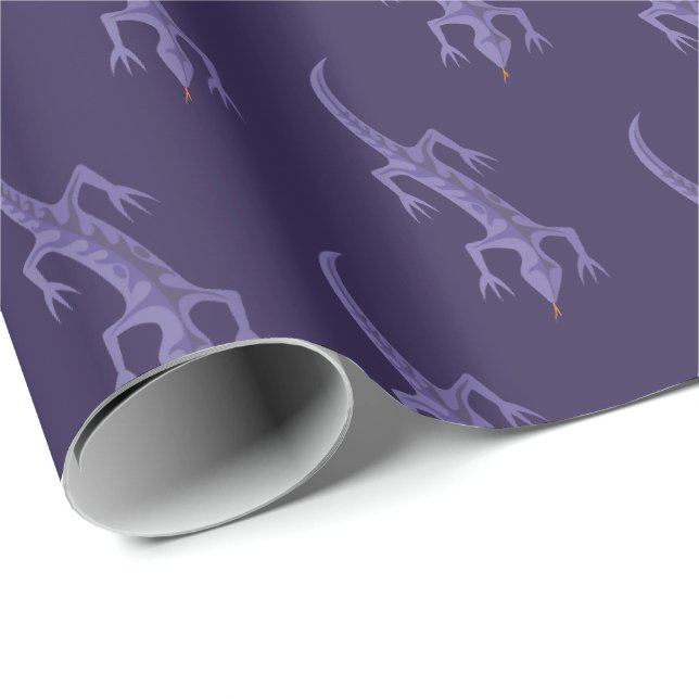Papel De Presente Tribal Lizard Mauve Pattern (Ponta do rolo)