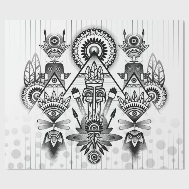 Papel De Presente Tribal Nativo abstrato (Aberto)