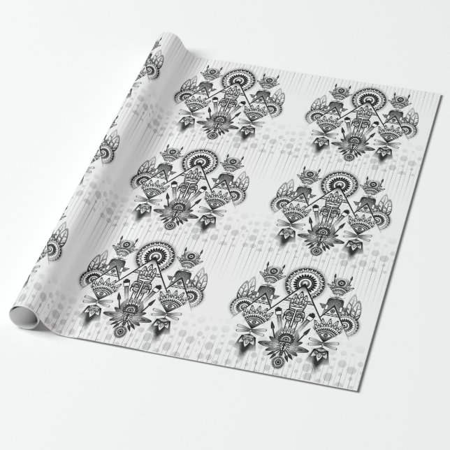 Papel De Presente Tribal Nativo abstrato (Desenrolado)