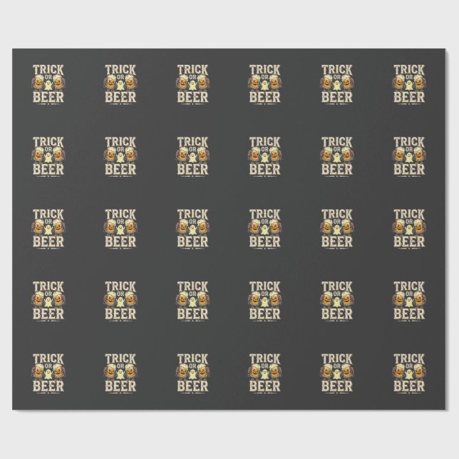 Papel De Presente Trick or Beer Design de Cerveja de Halloween_1 (Aberto)