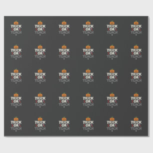 Papel De Presente Trick or Teach Design de Professor de Halloween (2