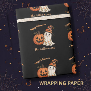 Papel De Presente Trick or Treat Abóbora Fantasma Halloween