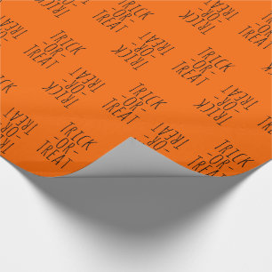 Papel De Presente Trick-or-Treat Halloween Black em Orange