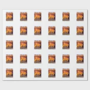 Papel De Presente Trick Or Treat Halloween Zombies Ceifador Abóboras