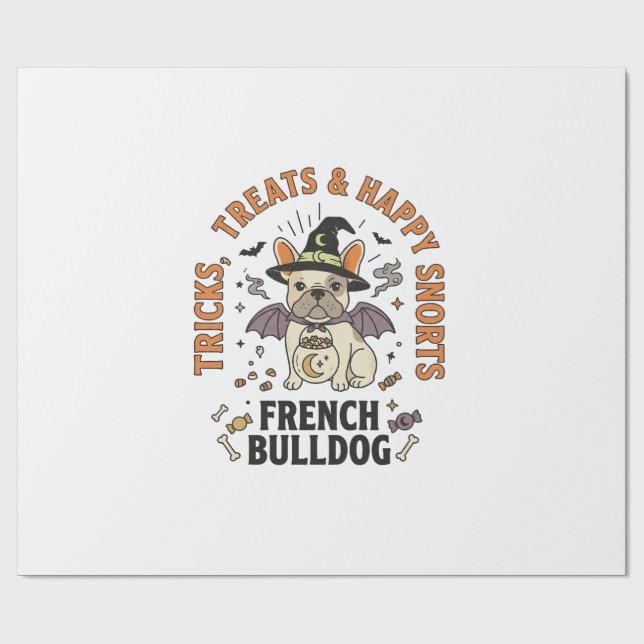 Papel De Presente Trickster Bulldog Francês de Halloween (Aberto)