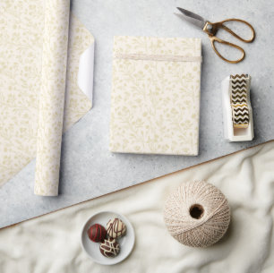 Papel De Presente Trigo Dourado Florescendo - Neutro