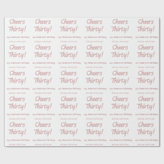 Papel De Presente trinta saudações rosa maron nome moderno simp aniv