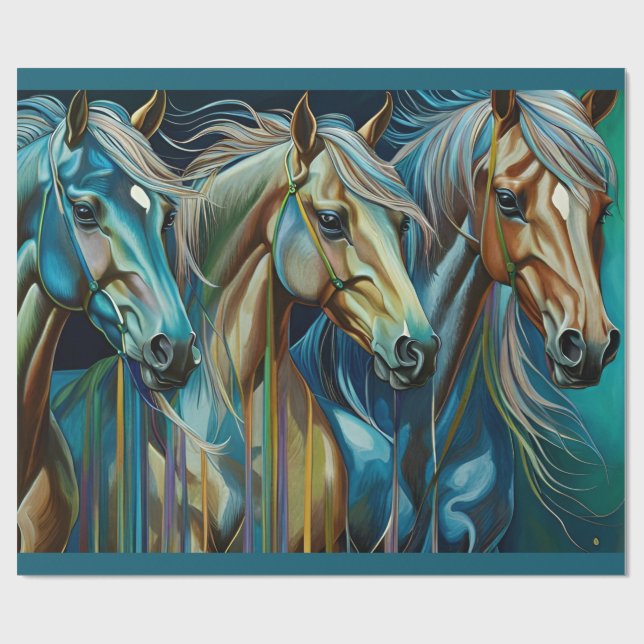 Papel De Presente Trio de Cavalos (Aberto)