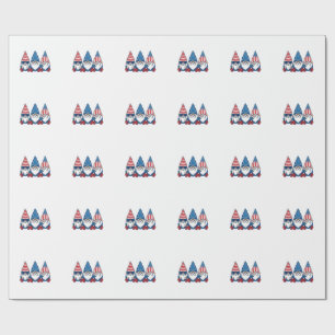 Papel De Presente Trio de Gnome Patriótico Camisa Vintage Vetor Desi