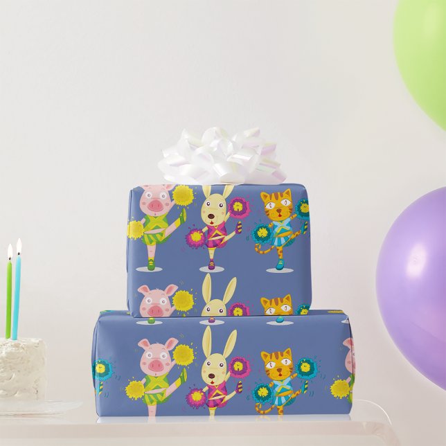 Papel De Presente Trio de Porco, Coelhinho e Gato (Criador carregado)