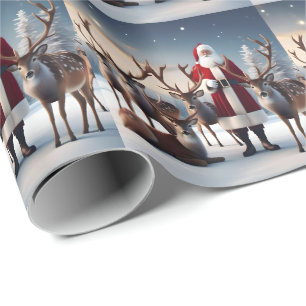 Papel De Presente Tripulação de papais noeis: Pai Natal Possui Renas