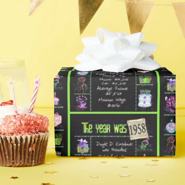 Papel De Presente Trivia do Ano Aniversário de 1958 (Festa de aniversário)